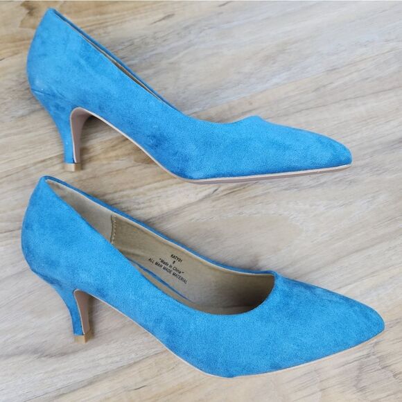 🩵NWOB Riverberry Turquoise Katy Suede Heels Size 8 - Picture 10 of 14
